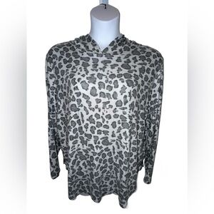 Plus Size For The Republic Gray Animal Print Hoodie. 1X